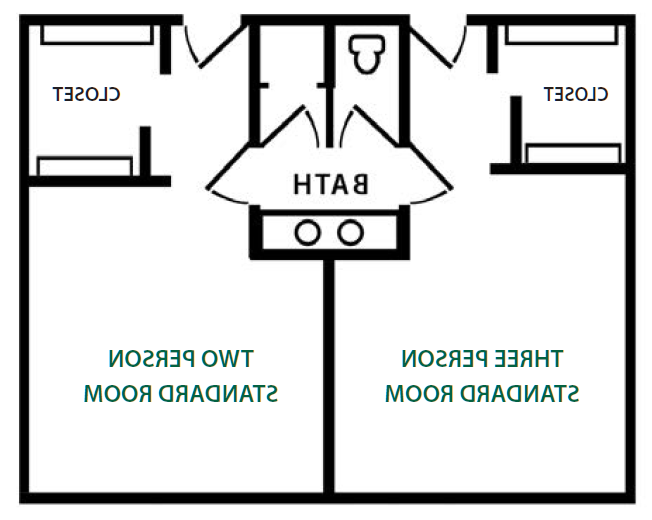 Drawing of residence hall suite layout